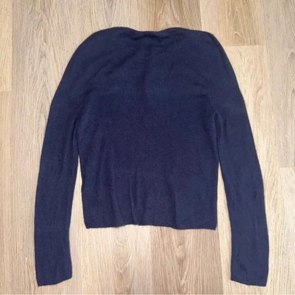 Quince 100% Mongolian Cashmere Navy Blue Ribbed Henley Sweater - Size Large - Picture 4 of 9